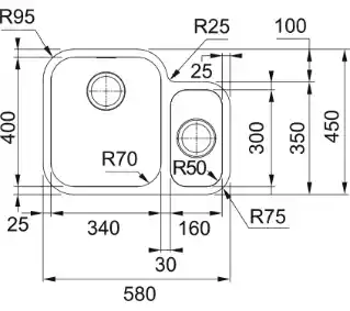 Franke Smart SRX 160-34-16 P Stal szlachetna Zlewozmywak prostokątny