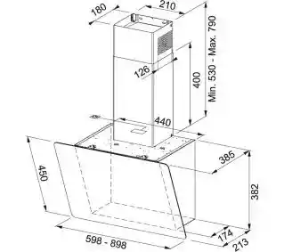 Franke Smart Vertical 2.0 FPJ 915 V BK/DG Czarny Okap kominowy