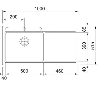 Franke Zlewozmywak jednokomorowy z ociekaczem Mythos MTG 611-100 114.0743.112 Onyx 51.5x100