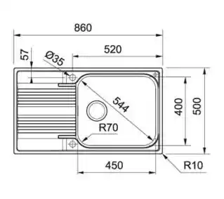 Franke Zlewozmywak jednokomorowy z ociekaczem Smart SRX 611-86 XL 101.0368.321
