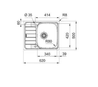 Franke Zlewozmywak jednokomorowy z ociekaczem Spark SKL 611-62/50 101.0712.224 Len 50x62