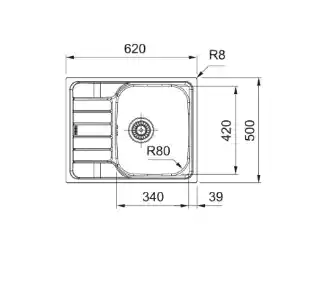 Franke Zlewozmywak jednokomorowy z ociekaczem Spark SKN 611-62/50 101.0712.223 Stalowy 50x62
