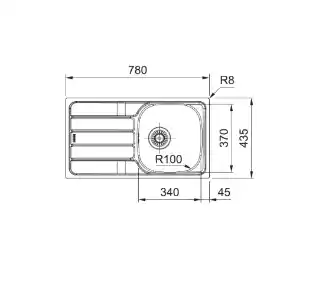 Franke Zlewozmywak jednokomorowy z ociekaczem Spark SKN 611-78/44 101.0712.225 Stal szlachetna 43.5x78