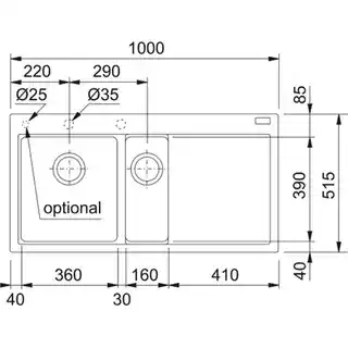 Franke Zlewozmywak półtorakomorowy z ociekaczem Mythos MTG 611-100 114.0743.118 Onyx 51.5x100