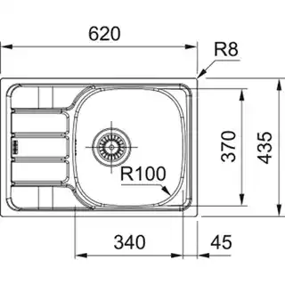 Franke Zlezozmywak jednokomorowy z ociekaczek Spark SKN 611-62/44 101.0712.227 Stal szlachetna 43.5x62