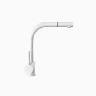 Globalo bateria kuchenna Lobio biały z wyciąganą wylewką, chrom, 1.1 m, nowoczesny design