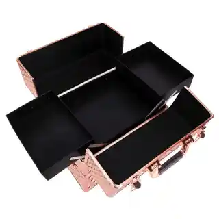 Gnb-lab Kuferek kosmetyczny XXL dwuczęściowy na lampę frezarkę Diamond 3D rose gold bez kratki