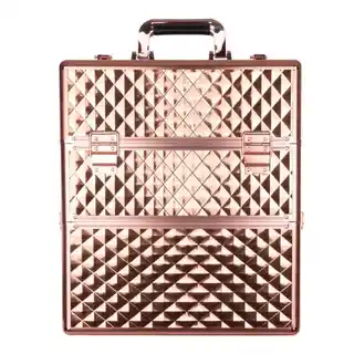 Gnb-lab Kuferek kosmetyczny XXL dwuczęściowy na lampę frezarkę Diamond 3D rose gold bez kratki
