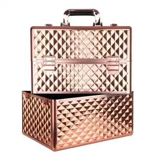 Gnb-lab Kuferek kosmetyczny XXL dwuczęściowy na lampę frezarkę Diamond 3D rose gold bez kratki