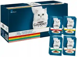 Gourmet Karma dla kota Perle mix smaków 60x85 g, mokra karma, Nestlé Purina