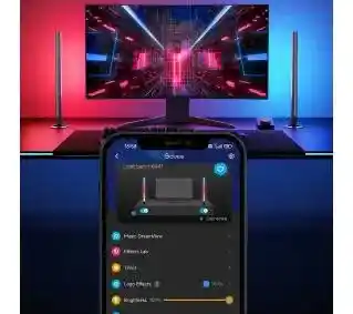 Govee H6047 lampka stojąca LED RGBIC Wi-Fi Alexa Google Assistant srebrno czarna gaming light bars