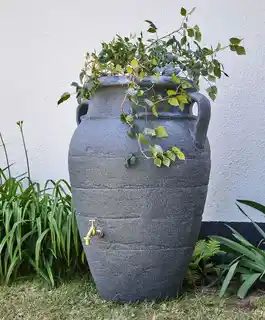 Antique amphora 360L, zbiornik na deszczówkę, ciemny granit, stylowy, z donicą, marka AMFORA