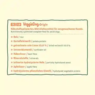Green Petfood VeggieDog Origin Karma dla psa dorosłego z soczewicą czerwoną 10 kg