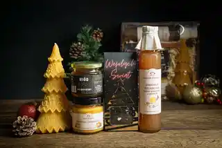 Green Touch Kosz prezentowy świąteczny prezent z herbatą, świeca choinka, miód 1621
