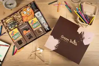 Green Touch Kosz prezentowy zestaw kawa, herbata, słodycze z piernikiem dla nauczyciela