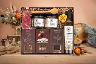 Green Touch Kosz prezentowy zestaw kawa herbata syrop konfitury czekolada w pudełku box
