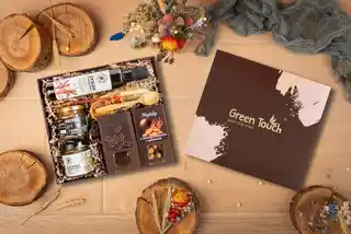 Green Touch Kosz prezentowy zestaw kawa, syrop, miód, cytryny. Pudełko prezentowe