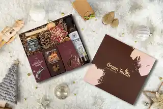 Green Touch Zestaw prezentowy kosz duże pudełko na święta mikołaja prezent kawa miód