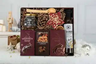 Green Touch Zestaw prezentowy kosz duże pudełko na święta mikołaja prezent kawa miód