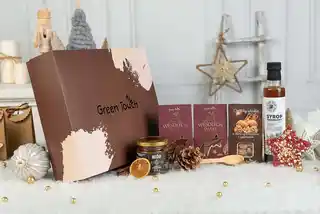 Green Touch Zestaw prezentowy kosz duże pudełko na święta mikołaja prezent kawa miód
