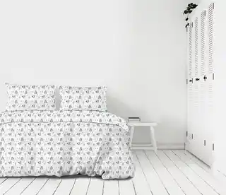 Greno Pościel bawełniana 140x200 Animals zwierzęta biała szara miętowa dziecięca Premium