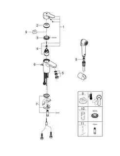 Grohe BauEdge Bateria umywalkowa z rączką Bidetta chrom 23757000