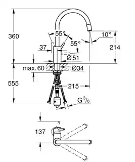 Grohe Concetto Bateria kuchenna wysoka z wyciąganą wylewką chrom 32663003