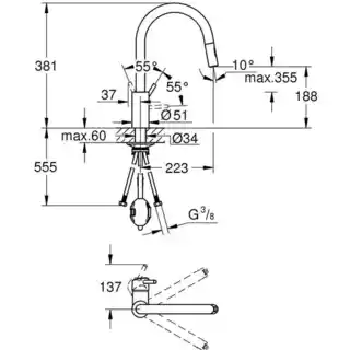 Grohe Concetto Bateria kuchenna wysoka z wyciąganą wylewką stal nierdzewna 31483DC2