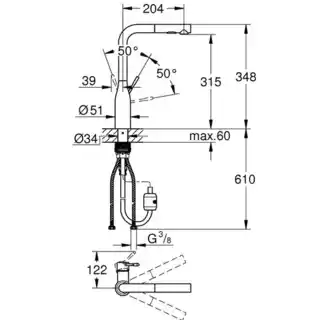 Grohe Essence Bateria kuchenna wysoka z wyciąganą wylewką chrom 30270000