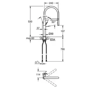 Grohe Essence Bateria kuchenna z wyciąganą wylewką stal nierdzewna 30294DC0