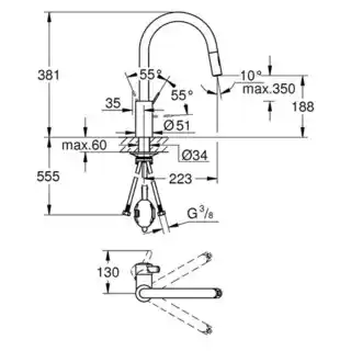 Grohe Eurosmart Cosmopolitan Bateria kuchenna wysoka z wyciąganą wylewką chrom 31481001