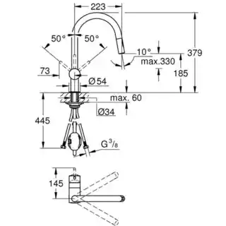 Grohe Minta Bateria kuchenna wysoka z wyciąganą wylewką brushed hard graphite 32321AL2