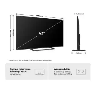 Haier H43S80GUX 43 QLED 4K 60Hz Google TV Dolby Audio HDMI 2.1 DVB-T2 Telewizor QLED