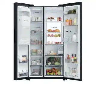 Haier SBS HSW79F18DIGB No Frost 177,5cm Dystrybutor wody i lodu Czarne szkło Lodówka