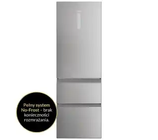 Haier Seria 5 HTW5618DNMG Pełny No Frost 185cm Szuflada z kontrolą wilgotności Zdalne sterowanie Inox Lodówka