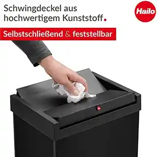 Hailo Kosz na śmieci BIG BOX 52L czarny, stalowa konstrukcja, zamknięcie na klapę, ergonomiczne uchwyty