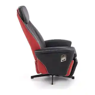 Halmar Fotel relaksacyjny Camaro czarno czerwony, rozkładany, wypoczynkowy