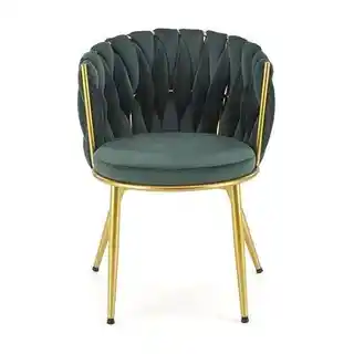 Halmar krzesło glamour plecione oparcie K-517 ciemnozielony