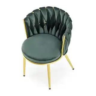 Halmar krzesło glamour plecione oparcie K-517 ciemnozielony