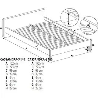 Halmar Łóżko CASSANDRA-S 140x200 Czarno-biały