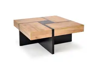 Halmar Stolik kawowy kwadratowy dąb craft czarny mat 100 x 100 cm Sevilla