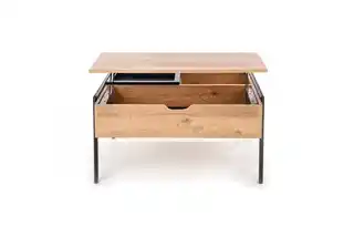 Halmar Stolik kawowy kwadratowy naturalny czarny mat 85 x 80 cm Podium