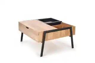 Halmar Stolik kawowy kwadratowy naturalny czarny mat 85 x 80 cm Podium