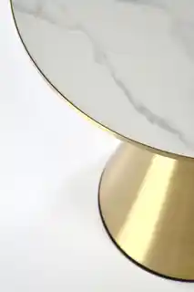 Halmar Stolik kawowy okrągły biały marmur złoty mat 50 cm Tribeca