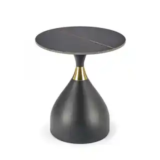 Halmar Stolik kawowy okrągły czarny marmur czarny mat 50 cm Scalita