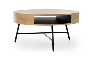 Halmar Stolik kawowy okrągły dąb złoty czarny mat 80 cm Camila