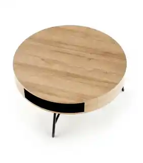 Halmar Stolik kawowy okrągły dąb złoty czarny mat 80 cm Camila