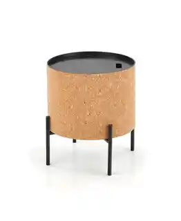 Halmar Stolik kawowy okrągły naturalny czarny mat 38 cm Sasha