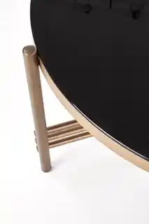 Halmar Stolik kawowy okrągły szklany czarny złoty mat 80 cm Ismena