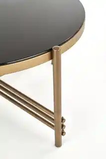 Halmar Stolik kawowy okrągły szklany czarny złoty mat 80 cm Ismena